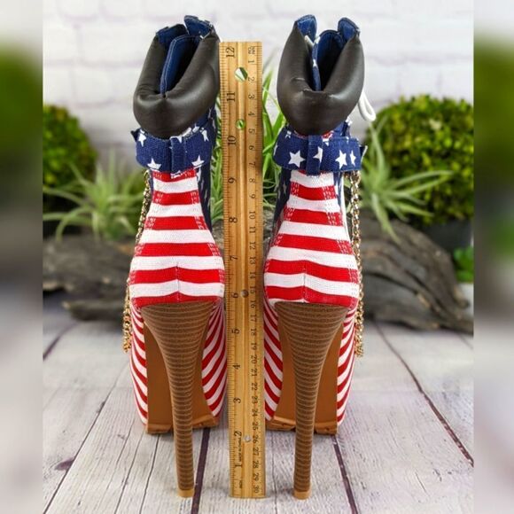 NWOT - AMI Clubwear Patriotic Stars & Stripes Stiletto Platform Booties - Picture 5 of 15